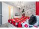 Mickey Mouse-themed bedroom with twin beds and en-suite bathroom at 9043 Sunshine Ridge Loop, Kissimmee, FL 34747