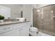 Clean bathroom with granite countertop, white cabinets, and a large shower at 4306 Lana Ave, Davenport, FL 33897