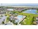 Aerial view showing community pool and clubhouse at 5128 Caspian St, St Cloud, FL 34771