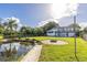 Large backyard with lake access and fire pit at 4801 Beach Blvd, Orlando, FL 32803