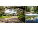 Blue house with covered entry, long driveway, and lush landscaping at 17017 Marsh Rd, Winter Garden, FL 34787