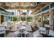 Outdoor dining area with white tables and chairs at 14501 Grove Resort Ave # 2122, Winter Garden, FL 34787