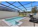Private screened pool and patio with lounge chairs at 2412 Dubai St, Kissimmee, FL 34747
