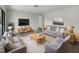 Modern living room featuring gray sofas and a large TV at 6728 Farris Dr, Lakeland, FL 33811