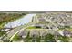 Aerial view of a new neighborhood with lake, featuring numerous houses and lush landscaping at 1554 Outback W Rd, St Cloud, FL 34771