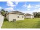 Spacious backyard with a large green lawn and a white fence at 1554 Outback W Rd, St Cloud, FL 34771