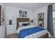 bedroom with a wooden headboard and shark theme decor at 638 Teviot Rd, Haines City, FL 33844