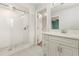 Updated bathroom with white vanity and walk-in shower at 9792 Wild Oak Dr, Windermere, FL 34786