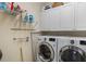 Laundry room with washer, dryer, and ample shelving at 5307 Cortland Dr, Davenport, FL 33837