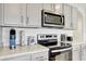 Modern kitchen with stainless steel appliances and ample cabinet space at 1117 Star Ruby Ln, Winter Haven, FL 33880