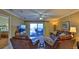 Relaxing living room with comfortable leather seating, flat screen TV, and ocean view at 5300 S Atlantic Ave # 2-502, New Smyrna Beach, FL 32169