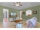 Bright living room with fireplace and built-in shelving at 8407 River Branch Pl, Sanford, FL 32771