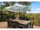 Screened patio with dining table and colorful umbrella at 1869 Merlot Dr, Sanford, FL 32771
