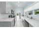 Modern kitchen with white cabinets and marble countertops at 727 N Grandview Ave, Daytona Beach, FL 32118