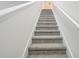Modern carpeted staircase with white railings at 4710 Jasmine Ct, Leesburg, FL 34748