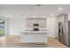 Open concept kitchen with gray cabinets, island, and stainless steel appliances at 4751 Jasmine Cir, Leesburg, FL 34748