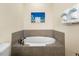 Oval bathtub with modern fixtures and decor at 8020 Shaker St, Kissimmee, FL 34747