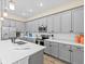 Modern kitchen with gray cabinets, island, and stainless steel appliances at 8020 Shaker St, Kissimmee, FL 34747