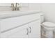 White bathroom vanity with dual sinks, and brushed nickel faucets at 27472 Black Kite Ave, Howey In The Hills, FL 34737