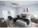 Virtually staged main bedroom with a king-size bed, stylish decor, and ample closet space at 8969 Sheppard Dr, Lake Wales, FL 33898