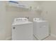 Laundry room with washer, dryer, and shelving for storage at 2468 Dubai St, Kissimmee, FL 34747