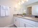 Double vanity bathroom with gray countertops and white cabinets at 4819 Memories Ln, Kissimmee, FL 34746