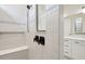 Large walk-in shower with modern tile and fixtures at 15065 Willow Ridge Dr, Montverde, FL 34756