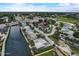 Wide aerial view of waterfront homes and a canal at 213 Sandy Cir, South Daytona, FL 32119