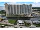 Aerial view of the property and surrounding waterfront area at 213 Sandy Cir, South Daytona, FL 32119