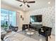 Comfortable living room with Mickey Mouse theme and pool view at 617 Jasmine Ln, Davenport, FL 33897