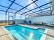 Private screened pool with lounge chairs and sofa at 617 Jasmine Ln, Davenport, FL 33897
