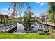 Waterfront view with dock and lush vegetation at 26603 W Cove Dr, Tavares, FL 32778