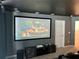 Home theater with projector, screen, and comfortable seating at 8956 Hilton Ridge Ave, Kissimmee, FL 34747