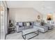 Spacious living room with gray sectional sofa and large window at 2711 Emerald Lake Ct, Kissimmee, FL 34744