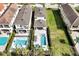 Aerial view of homes with private pools and lush green lawns at 836 Desert Mountain Ct, Reunion, FL 34747