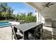 Outdoor patio features dining table, grill, and pool views at 836 Desert Mountain Ct, Reunion, FL 34747