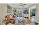 Living room features a leather couch and access to private patio at 1038 E Michigan St # 1, Orlando, FL 32806