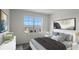 Bright bedroom with large window offering water views, plush bed, and modern decor at 2842 Moulin Rd, Davenport, FL 33837