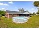 Large backyard with above ground pool and patio at 857 S Atmore Cir, Deltona, FL 32725