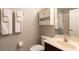 Clean bathroom with single vanity and shower/tub combo at 875 Assembly Ct, Reunion, FL 34747