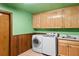 Laundry room with washer, dryer, and built-in cabinets at 369 Forest Park Cir, Longwood, FL 32779