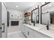 Elegant bathroom with double vanity, modern fixtures and a stylish design at 47 Community Dr, Debary, FL 32713