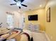 Minion-themed bedroom with king-size bed and TV at 2477 Shanti Dr, Kissimmee, FL 34746
