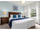 Main bedroom with king-size bed and blue accents at 5368 Diplomat Ct # 104, Kissimmee, FL 34746