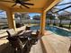 Enjoy this relaxing pool area, complete with a screened enclosure, hot tub, and patio furniture at 528 Cadiz Loop, Davenport, FL 33837