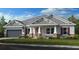 One-story home with gray siding, red door, and stone accents at 2982 Arranmore Dr, Ormond Beach, FL 32174