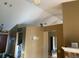 Open living room with vaulted ceilings and a fireplace at 3481 Cornell Ter, Deltona, FL 32738