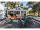 Relaxing firepit area with Adirondack chairs in gravel setting at 301 N Oak Ave, Orange City, FL 32763