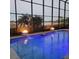 Luxury pool and spa with fire bowls and lake view at 6245 Little Lake Sawyer Dr, Windermere, FL 34786