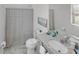 Bathroom with shower/tub combo and gray vanity at 6133 High Seas Dr, Orlando, FL 32821